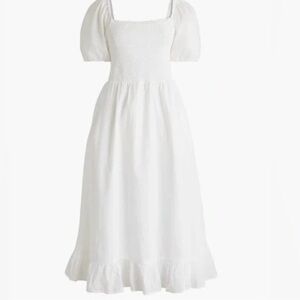 J.Crew Smocked Puff Sleeve Midi Dress Lined Cottagecore Ruffle Hem Size 2X